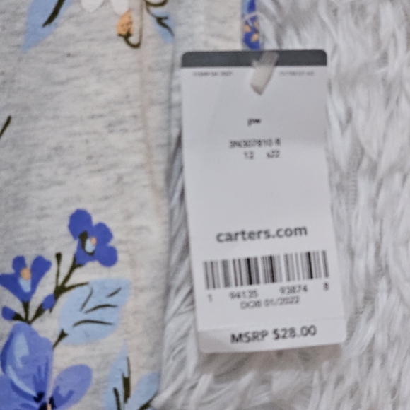 Carter's Floral Romper Set - Gray and Yellow Floral Girls Size 12 - Picture 6 of 14